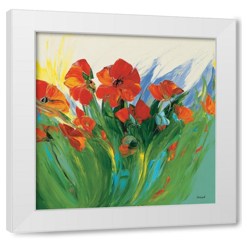 Coquelicots White Modern Wood Framed Art Print by Vadon, Veronique