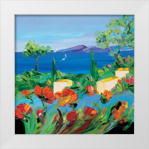 Jardin dAntibes White Modern Wood Framed Art Print by Vadon, Veronique