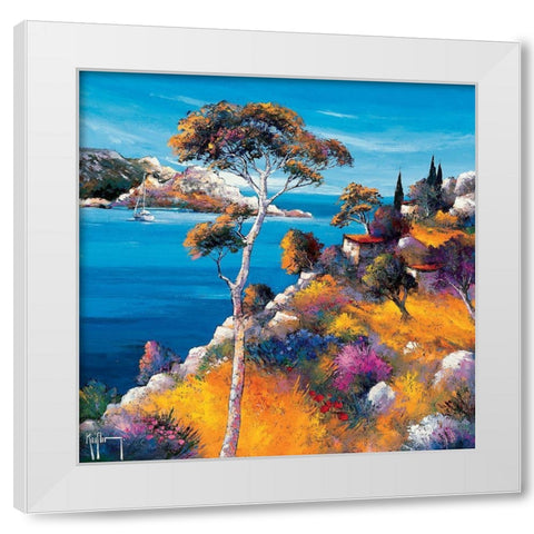 Les cabanons dans les calanques White Modern Wood Framed Art Print by Keiflin, Roger
