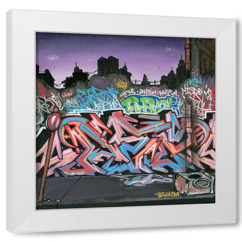 Wicked Street White Modern Wood Framed Art Print by Butch and Pea