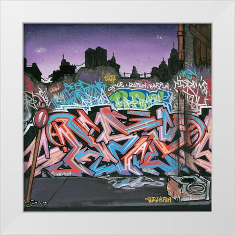 Wicked Street White Modern Wood Framed Art Print by Butch and Pea
