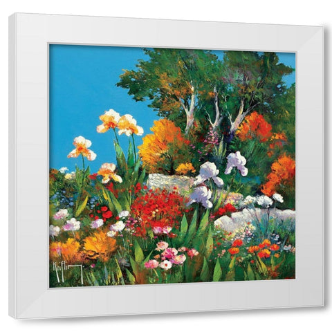 Un coin de jardin White Modern Wood Framed Art Print by Keiflin, Roger