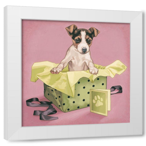 Pochette surprise White Modern Wood Framed Art Print by Cazenave, Maryline