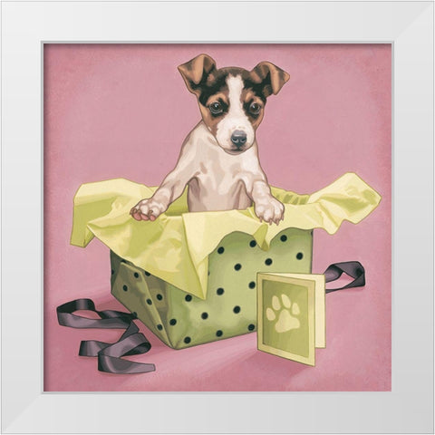 Pochette surprise White Modern Wood Framed Art Print by Cazenave, Maryline