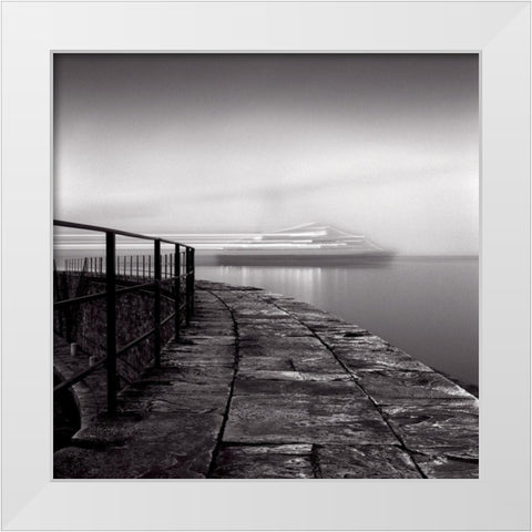 Bastia White Modern Wood Framed Art Print by Poli, Jean-Philippe