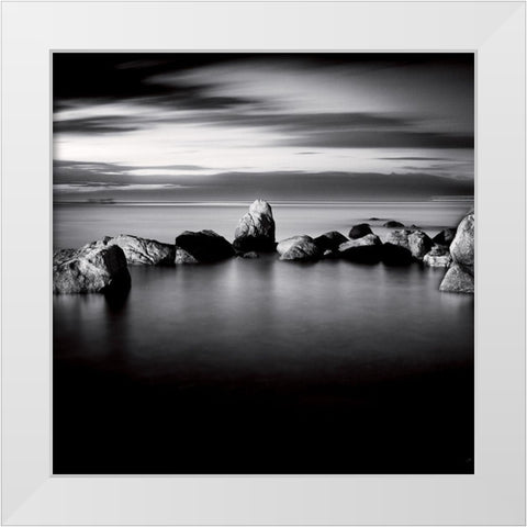 LIle Rousse White Modern Wood Framed Art Print by Poli, Jean-Philippe