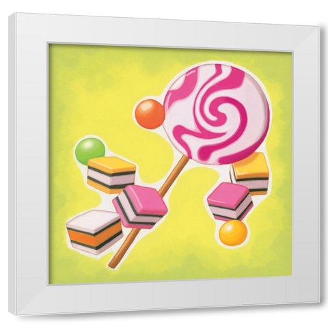 Sucreries White Modern Wood Framed Art Print by Cazenave, Maryline