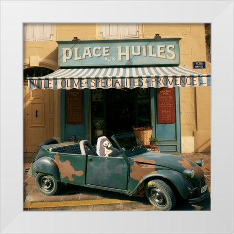 La 2cv Place aux Huiles White Modern Wood Framed Art Print by Lautier, Julien