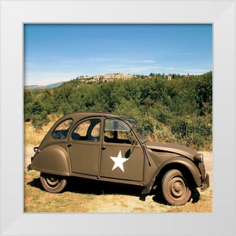 La 2 CV US Army White Modern Wood Framed Art Print by Lautier, Julien