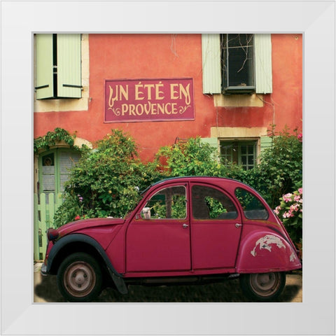 La 2 CV dun ete en Provence White Modern Wood Framed Art Print by Lautier, Julien