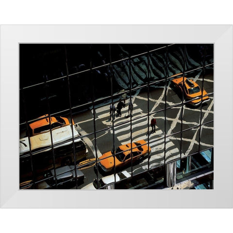 Reflets sur la 42eme rue (detail) White Modern Wood Framed Art Print by Setboun, Michel