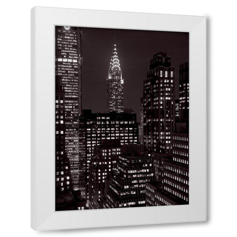 Le Chrysler Bldg la nuit (detail) White Modern Wood Framed Art Print by Setboun, Michel