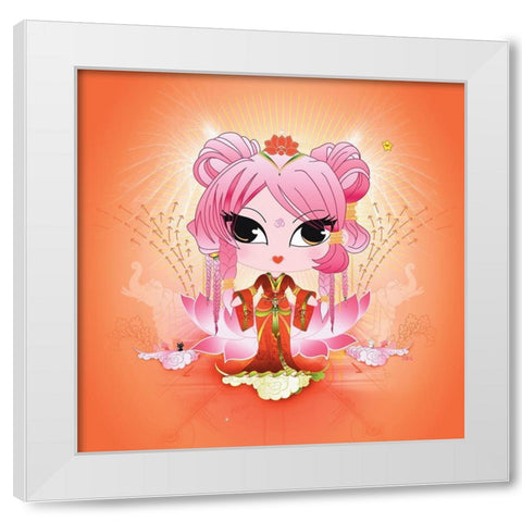 Padme White Modern Wood Framed Art Print by DS, Kamala