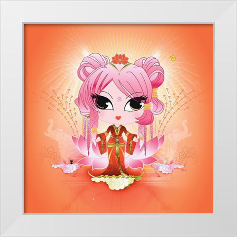 Padme White Modern Wood Framed Art Print by DS, Kamala