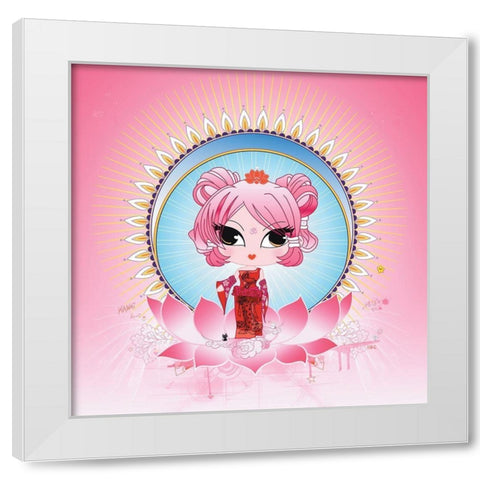PinkLotus White Modern Wood Framed Art Print by DS, Kamala