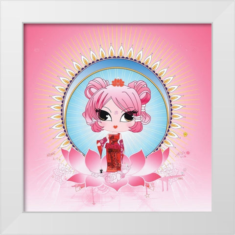 PinkLotus White Modern Wood Framed Art Print by DS, Kamala
