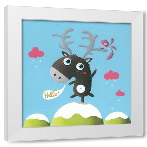 Renne White Modern Wood Framed Art Print by MKT4