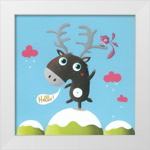 Renne White Modern Wood Framed Art Print by MKT4