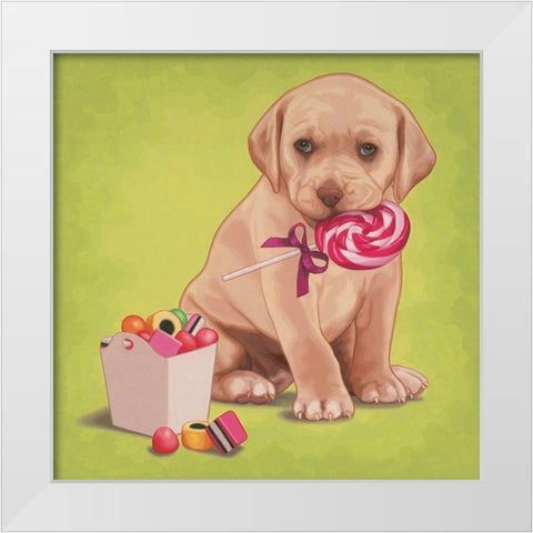 Lollypop lab White Modern Wood Framed Art Print by Cazenave, Maryline