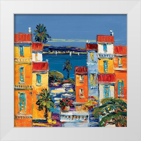 Villefranche sur mer White Modern Wood Framed Art Print by Corbiere