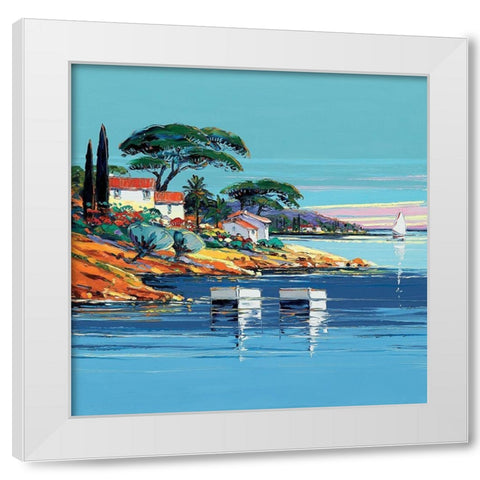 La cote dAzur White Modern Wood Framed Art Print by Corbiere