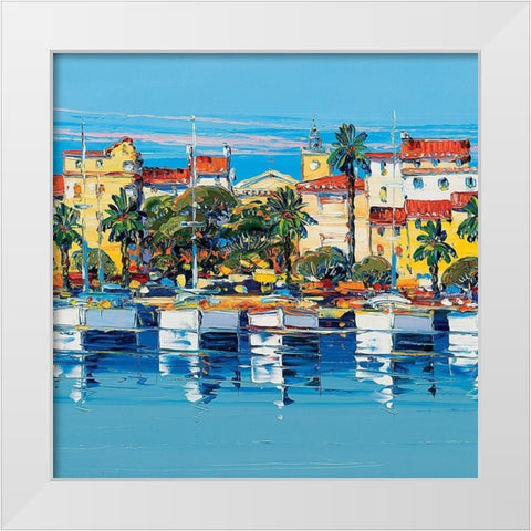 Port de Bandol White Modern Wood Framed Art Print by Corbiere