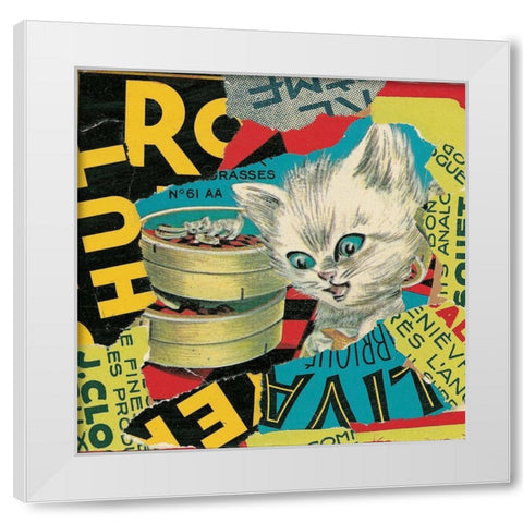 Le chat White Modern Wood Framed Art Print by Sigrid, M.