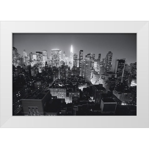 Chrysler Building Manhattan Night, NandB White Modern Wood Framed Art Print by Setboun, Michel