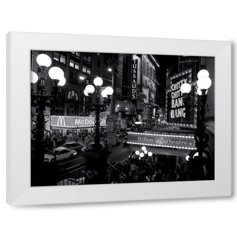 42nd Street Theater District, NandB White Modern Wood Framed Art Print by Setboun, Michel