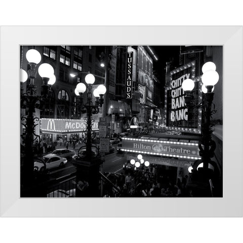 42nd Street Theater District, NandB White Modern Wood Framed Art Print by Setboun, Michel