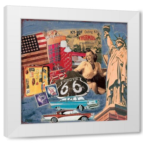 Route 66 White Modern Wood Framed Art Print by Sigrid, M.