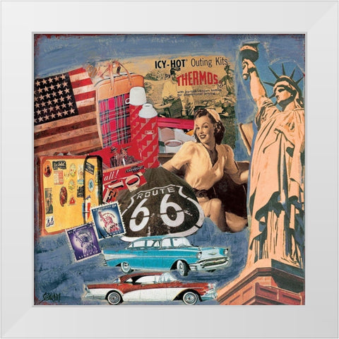 Route 66 White Modern Wood Framed Art Print by Sigrid, M.