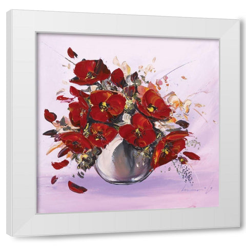 Bouquet de fleurs rouges IV White Modern Wood Framed Art Print by Tramoni, Oliver