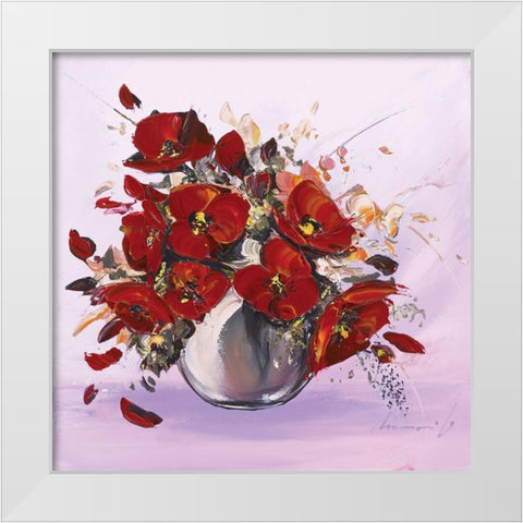 Bouquet de fleurs rouges IV White Modern Wood Framed Art Print by Tramoni, Oliver