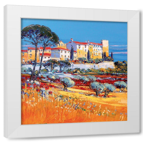 Le Castellet White Modern Wood Framed Art Print by Corbiere