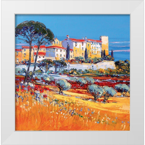 Le Castellet White Modern Wood Framed Art Print by Corbiere