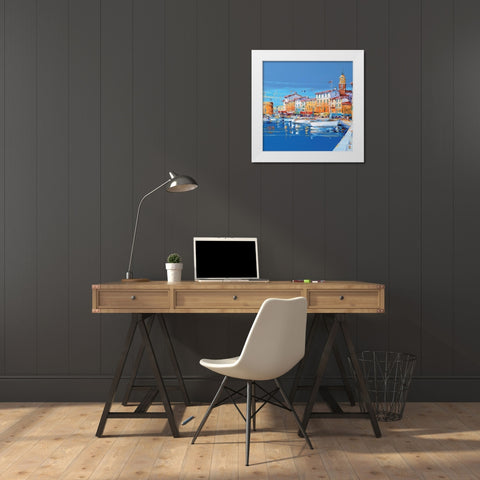 Voiliers a St.Tropez White Modern Wood Framed Art Print by Corbiere