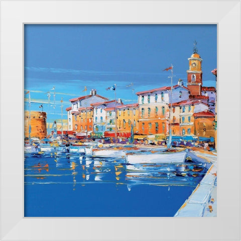 Voiliers a St.Tropez White Modern Wood Framed Art Print by Corbiere