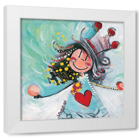 Jongler en apesanteur... White Modern Wood Framed Art Print by Bonnevay, Chantal