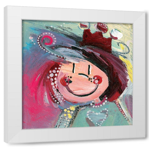 Un brin de malice White Modern Wood Framed Art Print by Bonnevay, Chantal