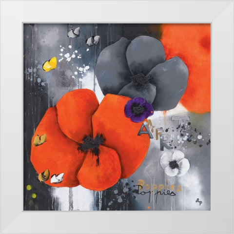 Poppies White Modern Wood Framed Art Print by Pfaadt Aurelie