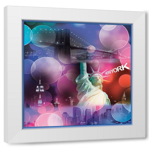 New York Bubbles White Modern Wood Framed Art Print by BRAUN Studio