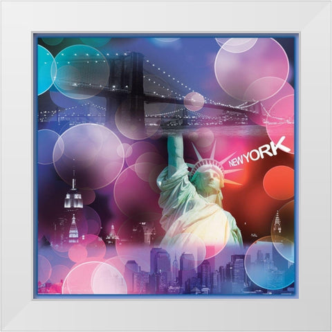 New York Bubbles White Modern Wood Framed Art Print by BRAUN Studio