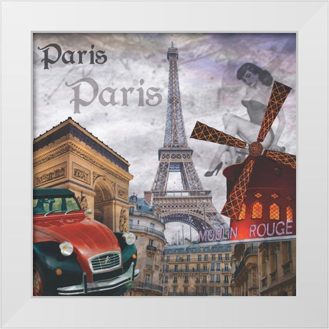 Paris Folies White Modern Wood Framed Art Print by BRAUN Studio