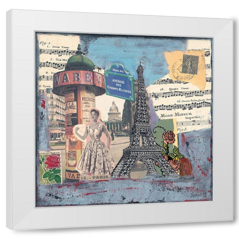 Avenue des champs Elysees White Modern Wood Framed Art Print by Sigrid, M.