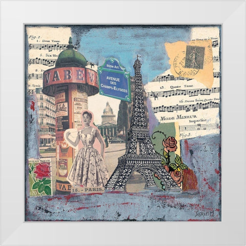 Avenue des champs Elysees White Modern Wood Framed Art Print by Sigrid, M.