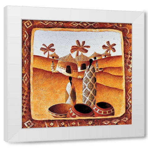 Peuple des sables White Modern Wood Framed Art Print by Moga