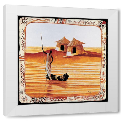 Le piroguier White Modern Wood Framed Art Print by Moga