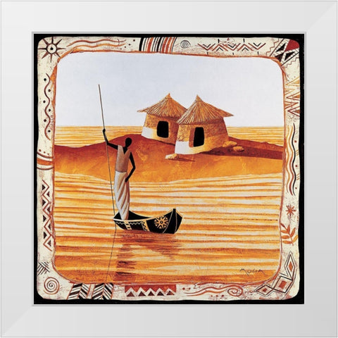 Le piroguier White Modern Wood Framed Art Print by Moga