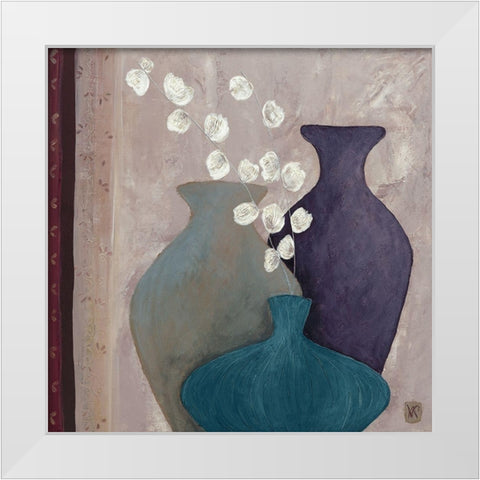 Coton et 3 jarres White Modern Wood Framed Art Print by Romanelli, Karine